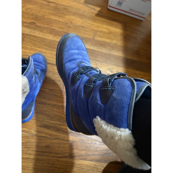 Cole Haan Nike Air Blue Suede Shearling Buckle Winter Wedge Boots Womens - Picture 11 of 13